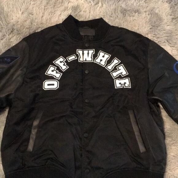 New Authentic OFF-WHITE Baseball Lea Over Puffer Varsity Jacket - Picture 6 of 11